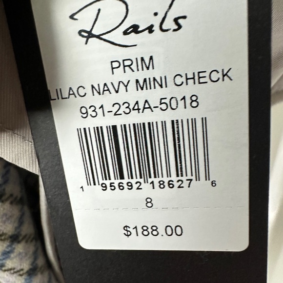Rails Prim Skirt Lilac Navy Mini Check Women’s Size 8 NEW with Tags - Picture 9 of 10